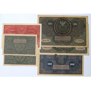 II RP, Set of 5-500 marks 1919 - 6 pieces