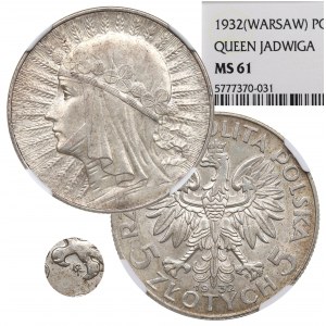 II RP, 5 Zloty 1932 ZZM Kopf einer Frau - NGC MS61