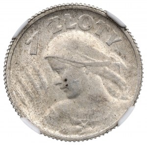 II RP, 1 złoty 1924 (róg i pochodnia), Paryż Kobieta i kłosy - NGC MS62