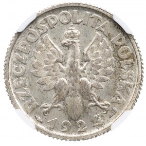 II RP, 1 zl. 1924 (roh a pochodeň), Paríž Žena a uši - NGC MS62