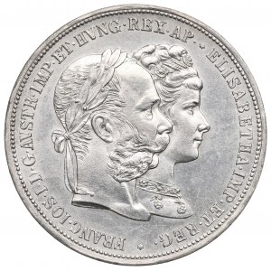 Austria, Franz Joseph I, 2 gulden 1879 - silver wedding