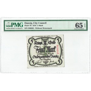 Gdaňsk, 5 značek 1918 - bez znw. PMG 65 EPQ