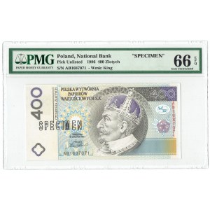 PWPW 400 złotych 1996 - SPECIMEN PMG 66 EPQ