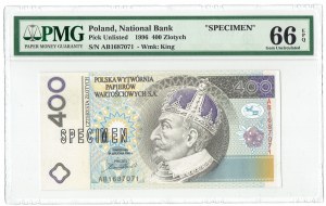 PWPW 400 zloty 1996 - SPECIMEN PMG 66 EPQ