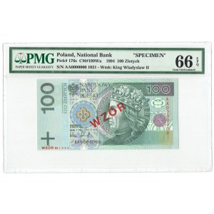 100 zloty 1994 MODEL - AA 0000000 - No. 1031 PMG 66 EPQ
