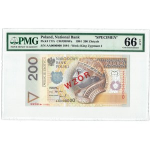200 zloty 1994 MODEL - AA 0000000 - No. 1884 PMG 66 EPQ