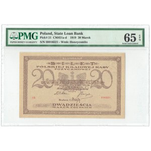 II RP, 20 poľských mariek 1919 IB - PMG 65 EPQ