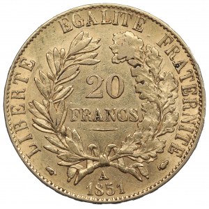 Francja, 20 franków 1851
