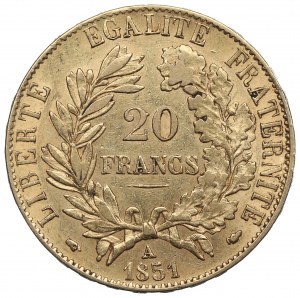 Francja, 20 franków 1851