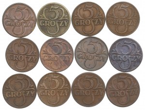 Second Republic, Set of 5 pennies 1923-39 - including 1934!