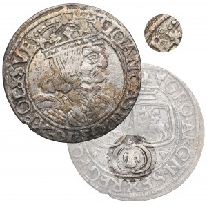 Jean II Casimir, Sixième de 1661, Lvov - RARE couronne sur cartouche