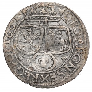 Jean II Casimir, Sixième de 1661, Lvov - RARE couronne sur cartouche