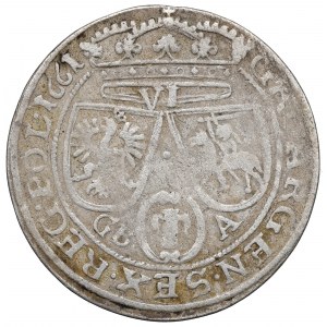 Johannes II. Kasimir, Sixpence 1661, Lemberg - gerade Schilde