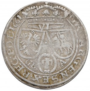 Jan II Kazimír, šestipence 1661, Lvov - rovné štíty