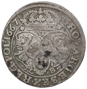 Jan II Kazimierz, Szóstak 1667, Bydgoszcz - ILUSTROWANY tarcze zawinięte