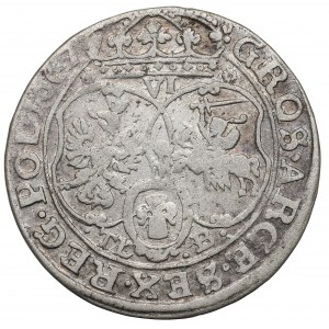 Jan II Kazimierz, Szóstak 1667, Bydgoszcz - ILUSTROWANY kwiatek i kokardki