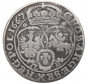 Jean II Casimir, Sixpence 1667, Bydgoszcz - arcs et rosettes