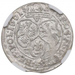Ján II Kazimír, šiesty z roku 1661, Bydgoszcz - ILUSTROVANÉ NGC AU58
