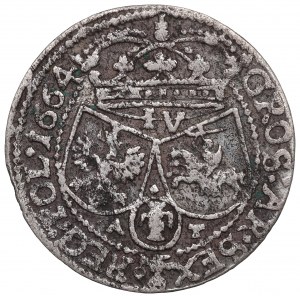 Jan II Kazimír, šestipence 1664, Krakov - ILUSTROVANÁ chyba nominála IV.