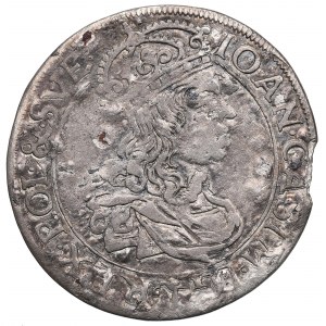 Jan II Kazimír, šestipence 1660, Krakov - iniciály pod erbem