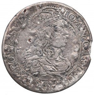 Ján II Kazimír, šesták 1660, Krakov - iniciály pod erbom