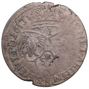 Ján II Kazimír, šiesty júl 1657, Krakov - ILUSTROVANÝ dátum punč