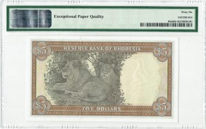 Rhodézia, Reserve Bank, 5 USD 1979 - PMG 66 EPQ