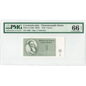 Tschechoslowakei Ghetto -Terezin , 1 Krone 1943 - PMG 66 EPQ