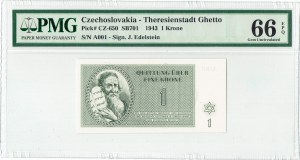 Československé geto -Terezín , 1 koruna 1943 - PMG 66 EPQ