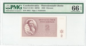 Czechoslovakia Ghetto -Terezin , 2 crowns 1943 - PMG 66 EPQ