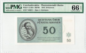 Tschechoslowakei Ghetto -Terezin , 50 Kronen 1943 - PMG 66 EPQ