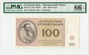 Ghetto della Cecoslovacchia -Terezin , 100 corone 1943 - PMG 66 EPQ