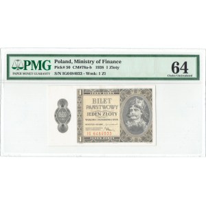 II RP, 1 złoty 1938 IG - PMG 64