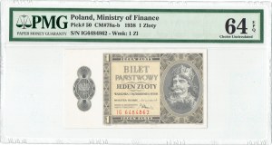 II RP, 1 zloty 1938 IG - PMG 64 EPQ