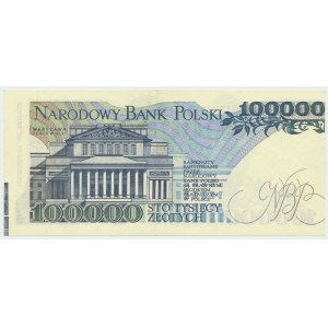 Repubblica Popolare di Polonia, PLN 100.000 1990 - AD - errore di taglio - offset
