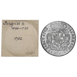 August II the Strong, Thaler 1702 Order of Dannebrog - pewter print