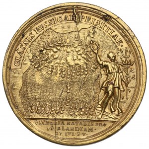 Russia, Pietro I, medaglia della battaglia di Gangut 1714 - versione del XIX secolo di Ivanov