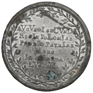 August III Sas, medaila na pamiatku smrti Augusta Silného - odtlačok v cíne