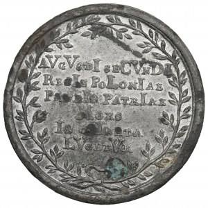 August III Sas, medaila na pamiatku smrti Augusta Silného - odtlačok v cíne