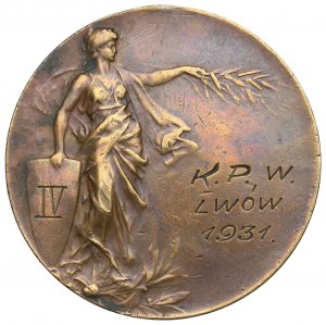 II RP, Medal Kolejowe Przysposobienie Wojskowe, Lwów 1931 - IV miejsce zawody cyklistów