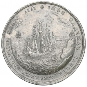 Russland, Peter I., Medaille auf die Zweite Flottenexpedition nach Finnland 1713 - Druck in Silber