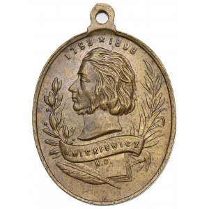 Polonia, medaglia commemorativa del 100° compleanno di Mickiewicz 1898