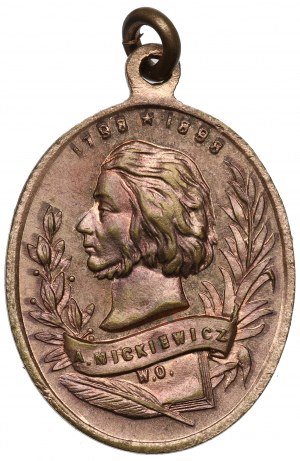 Pologne, Mickiewicz 100e anniversaire Médaille anniversaire 1898