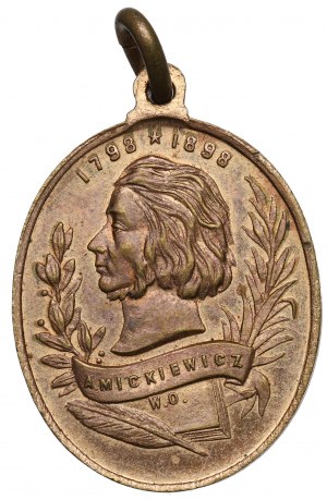 Pologne, Mickiewicz 100e anniversaire Médaille anniversaire 1898