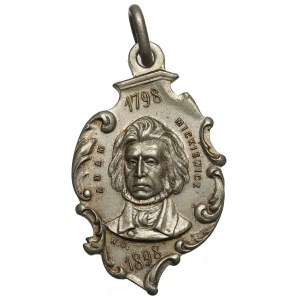 Pologne, Médaille pour le 100e anniversaire d'Adam Mickiewicz 1898, W.O..