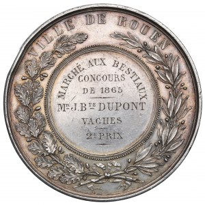 France, Marché aux bestiaux de Rouen, 2e prix pour une vache 1865