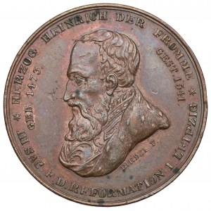 Německo, medaile k 300. výročí reformace v Oschatzu 1839