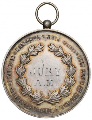 France, Medal firefighters competition Montreuil-Bois 1886