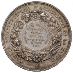 Francia, Nievre, Esposizione dei prodotti agricoli 1876, 1° premio per i formaggi e i paté
