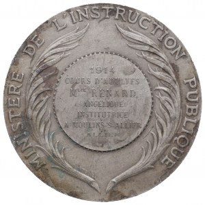France, Ministry of Education Award Medal 1914